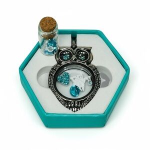 Silver and Blue Owl Pendant Necklace